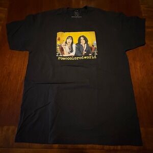 rosecoloredworld Band Graphic Tee Large Black 100% Cotton Indie Rock T-Shirt